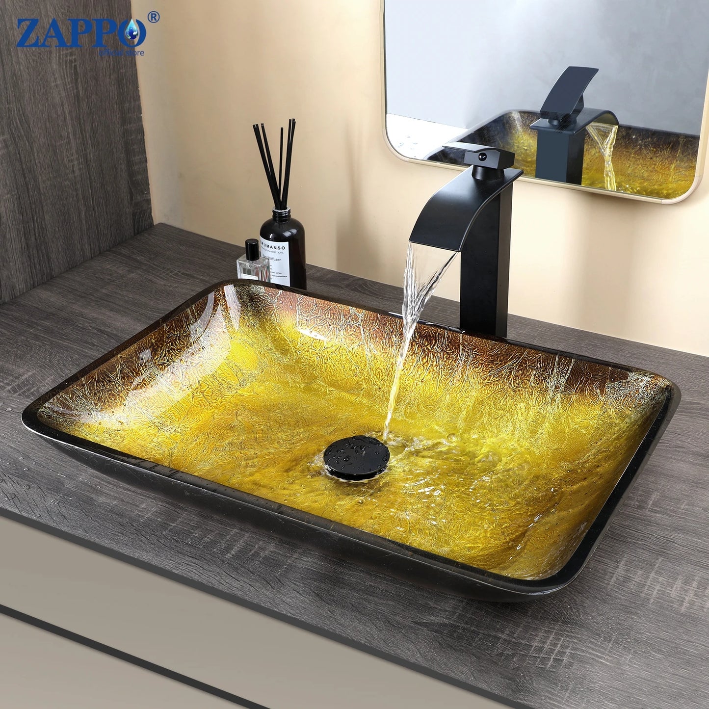 Tempered Glass Washbasin Faucet Set