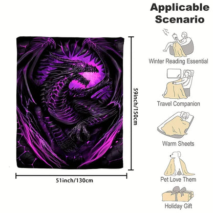 Dragon Print Flannel Gift Blanket