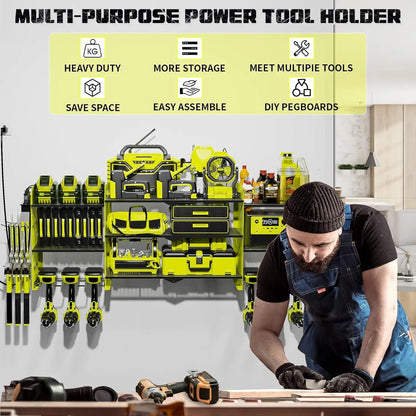 Wall Mount Tool Organizer with Charging Station