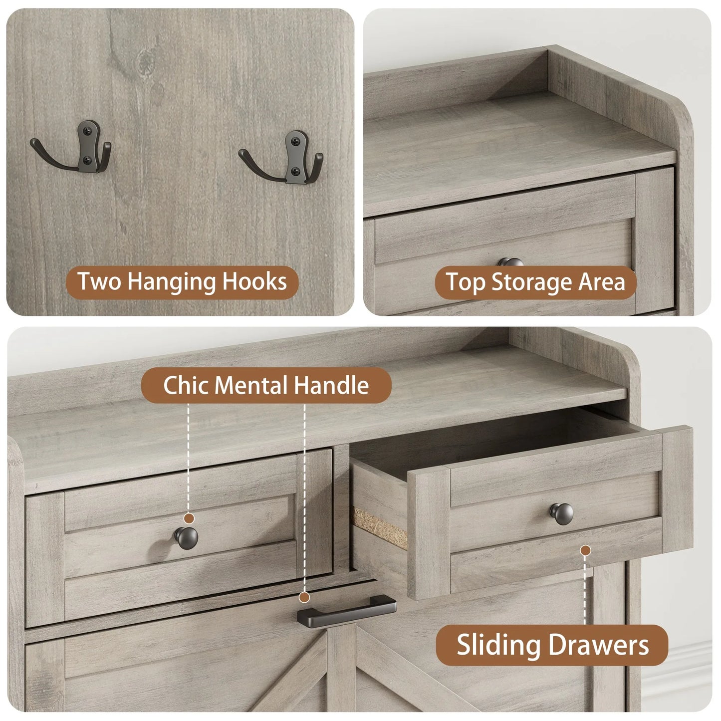 Shoe Cabinet with 3 Flip and 2 Drawers
