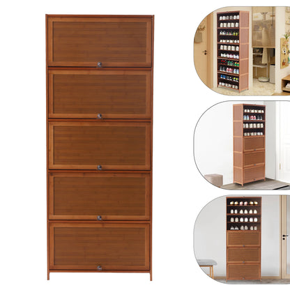 Bamboo Shoe Cabinet Storage Organizer