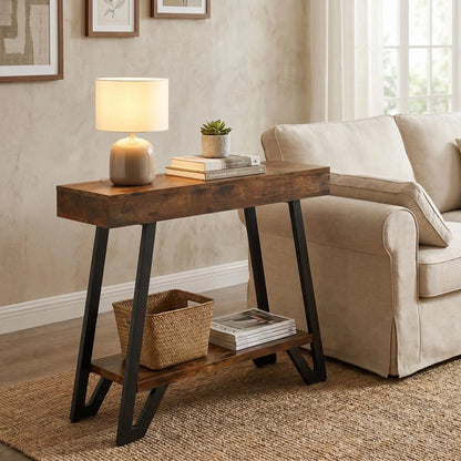 2-Tier Console Table with Metal Frame