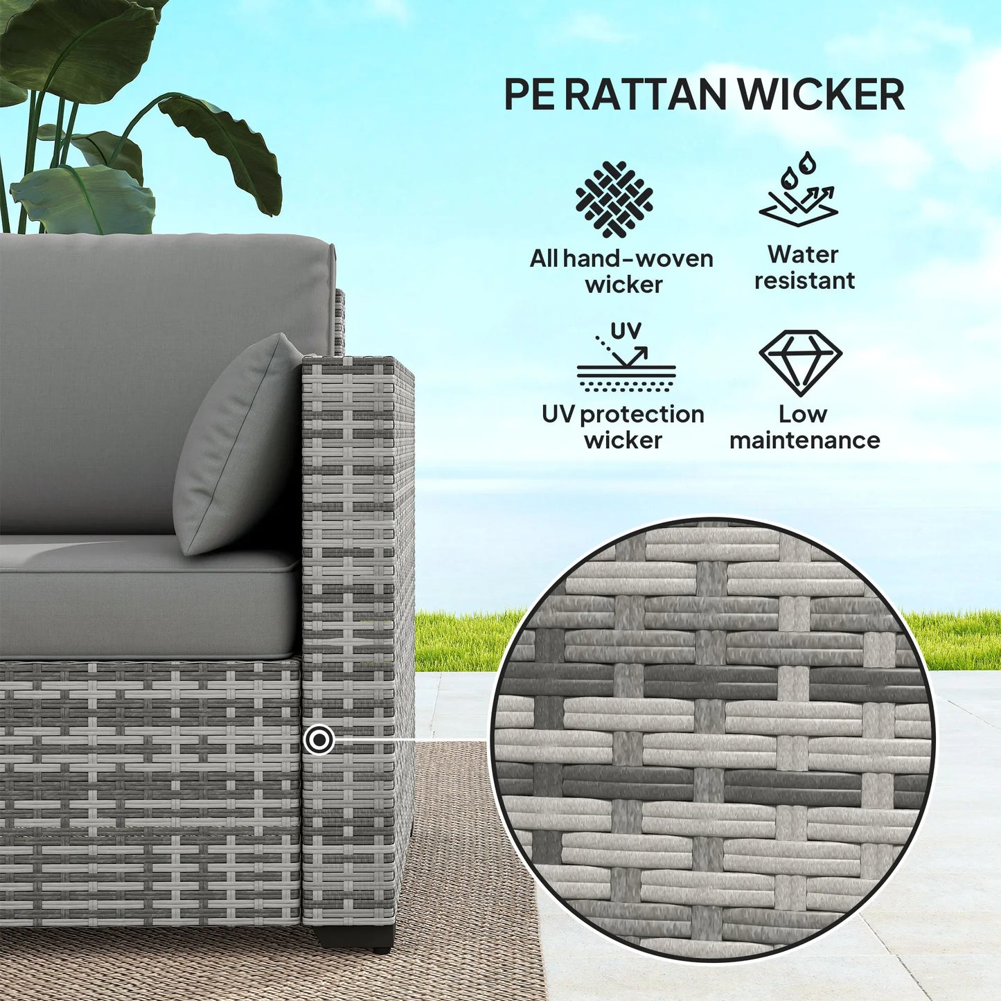 3-Seat Wicker Patio Couch