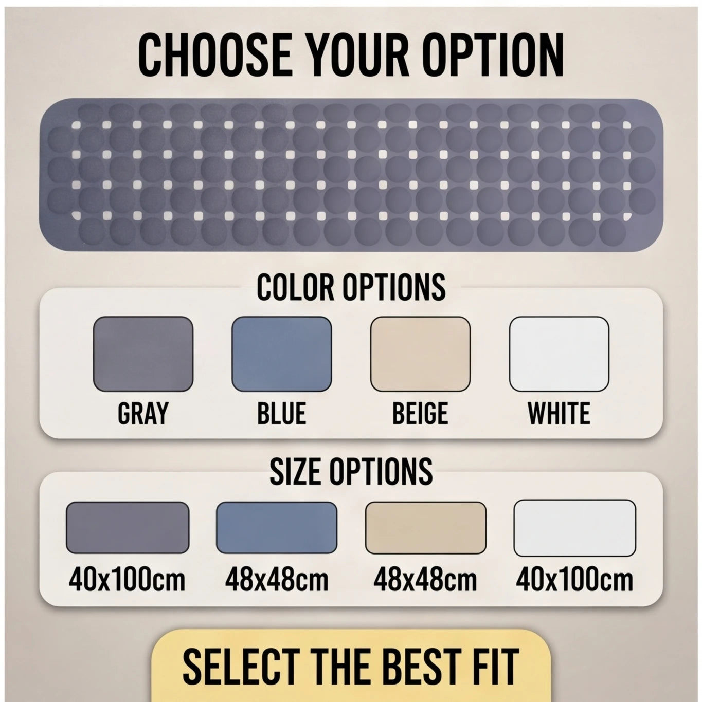 14inx27in Non-Slip Shower Mat