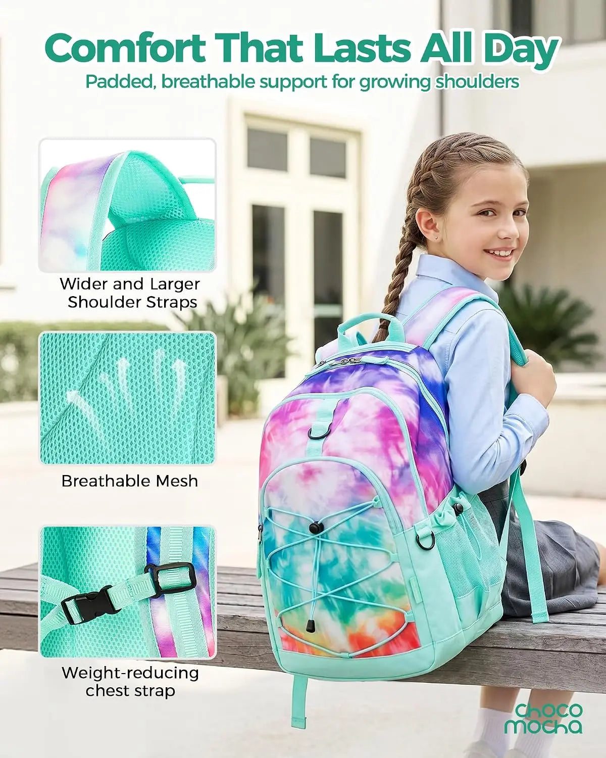 Girls School Backpack with Lunch Box