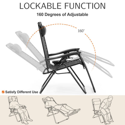 Portable Recliner Camping Chair with Cup Holder