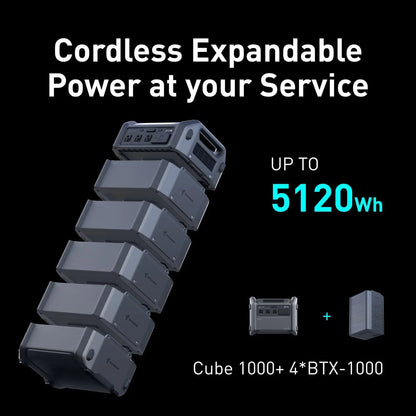 Portable Power Station Cube 1000, 2200W AC Outlets