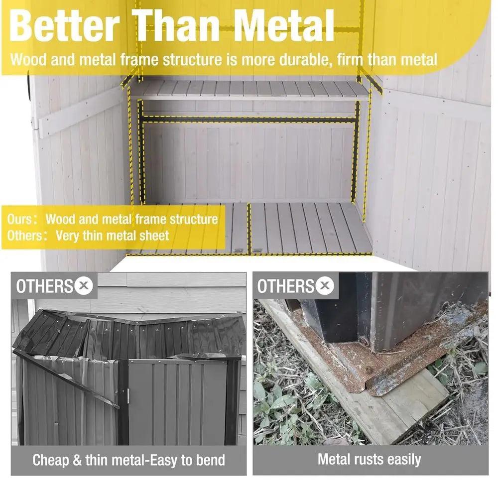 Outdoor Storage Cabinet with Durable Metal Frame