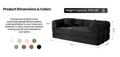 79’’ Folding Convertible Corduroy Sofa Bed