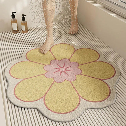 Round Flower Bathroom Mat Quick Drying