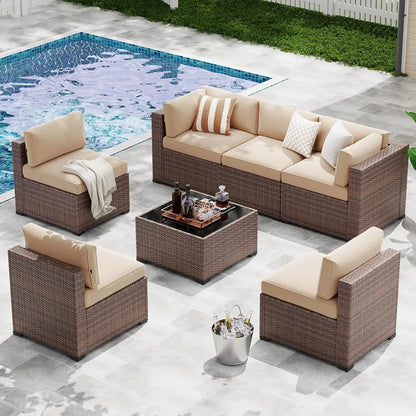 7-Piece Wicker Rattan Outdoor Furniture
