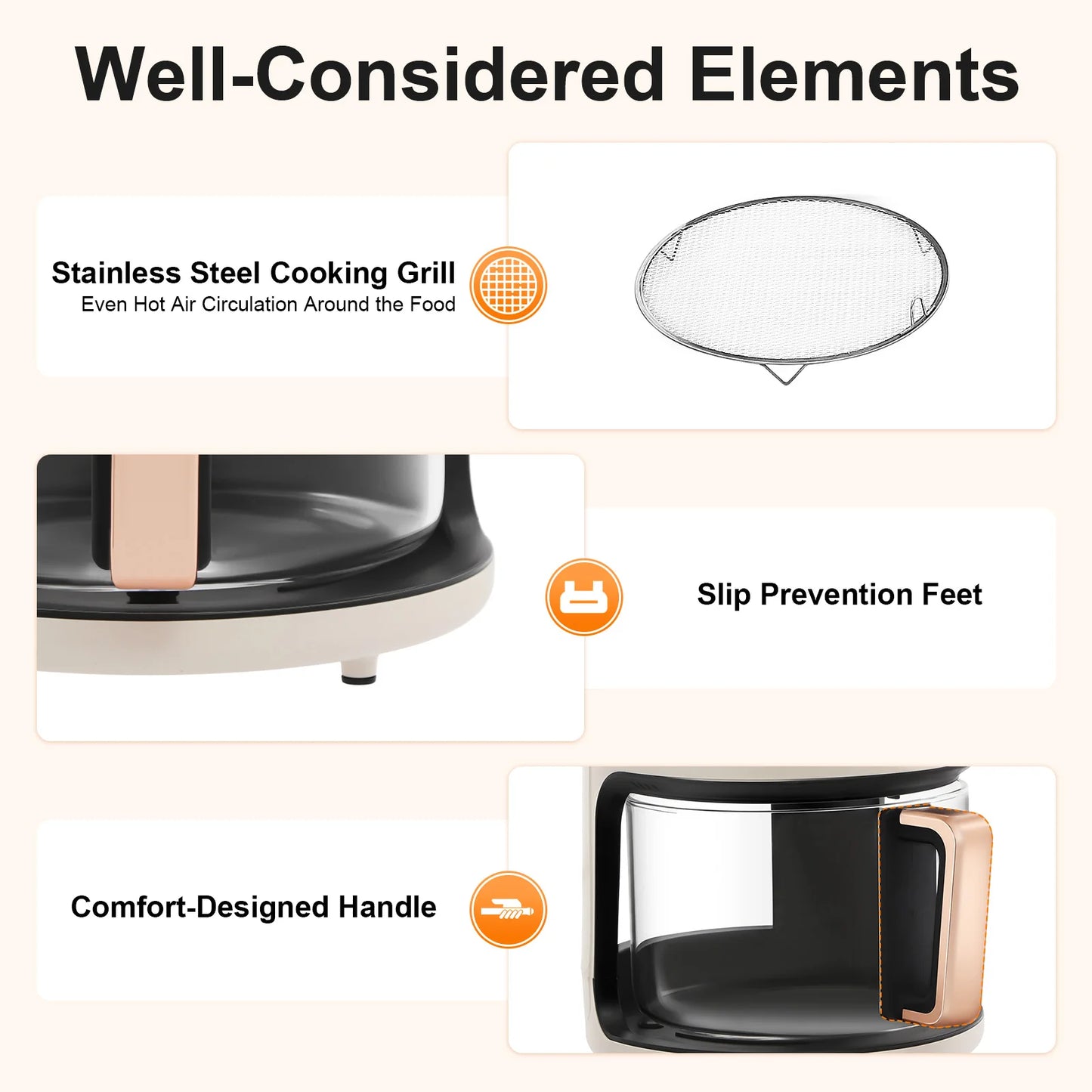 4.2L 1200W 360° Viewable Airy Fryer