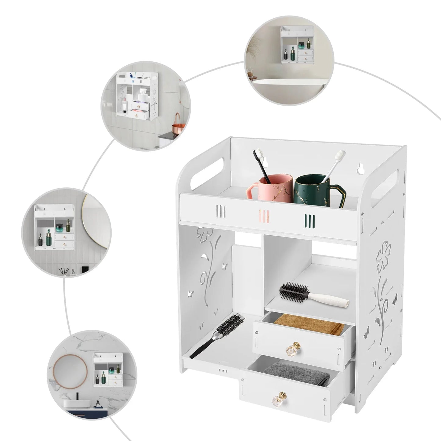 Bathroom Wall Mounted Cabinet with 2 Drawers