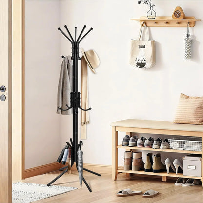 Coat Rack with 15 Hooks, Sturdy Metal
