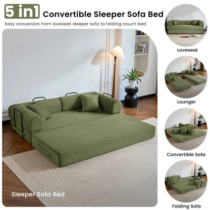 79’’ Folding Convertible Corduroy Sofa Bed