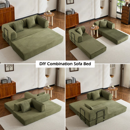 79" Folding Corduroy Futon Sofa Bed