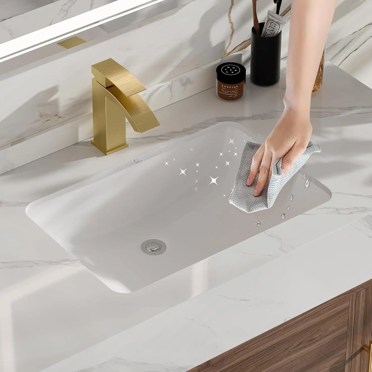Floating Bathroom Vanity Sintered Stone Top 2 Drawers