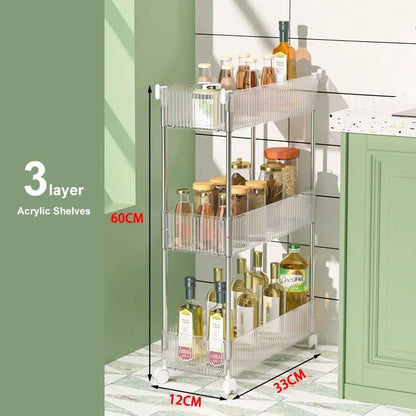 Narrow Storage Rack Trolley Organizer With Wheels