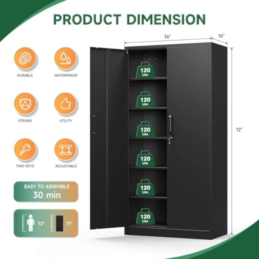 72 " Metal Garage Storage Cabinets with Lock