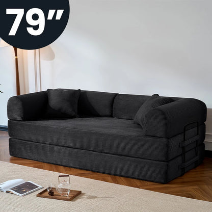 79’’ Folding Convertible Corduroy Sofa Bed