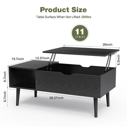 39.37"x19.7" Lift Top Tea Wood Coffee Table