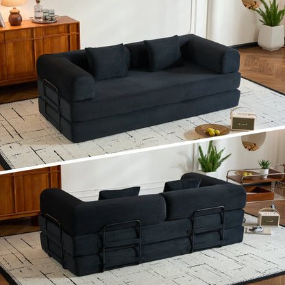 79" Folding Corduroy Futon Sofa Bed