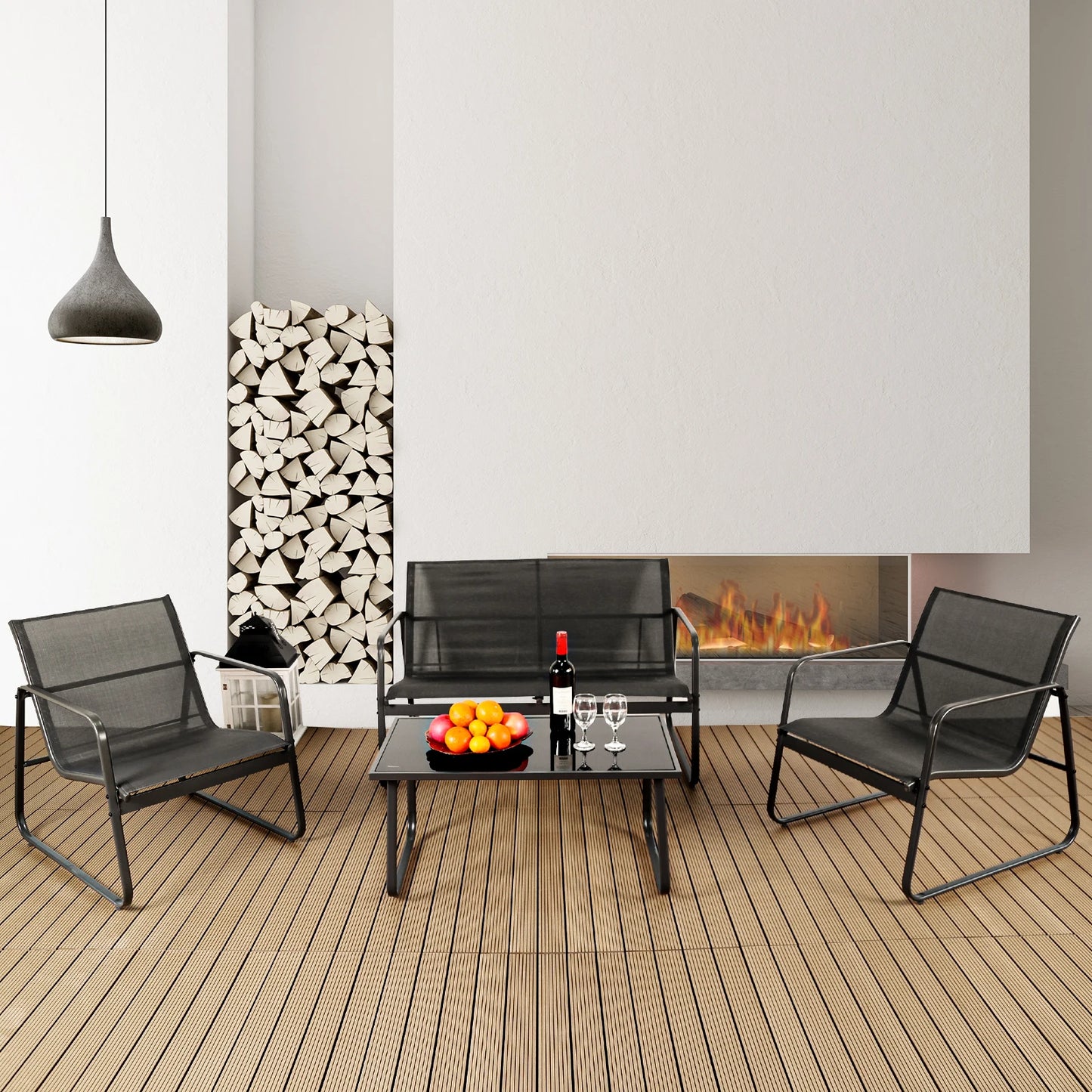 4-Pc Outdoor Patio Furniture Set with Table