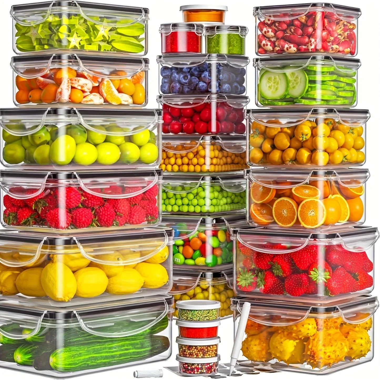 48Pcs BPA-Free Food Storage Set with Labels
