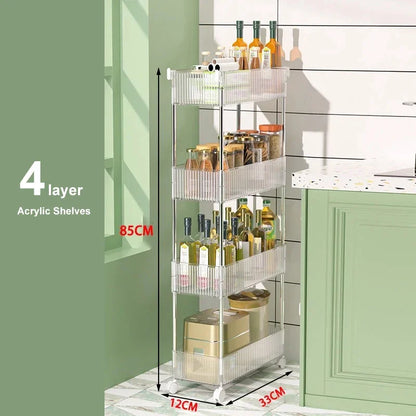 Narrow Storage Rack Trolley Organizer With Wheels