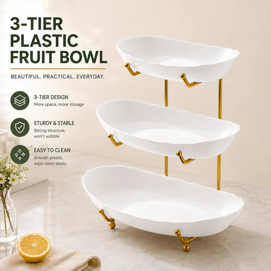 Plastic Fruit Bowl Stand with Metal Frame