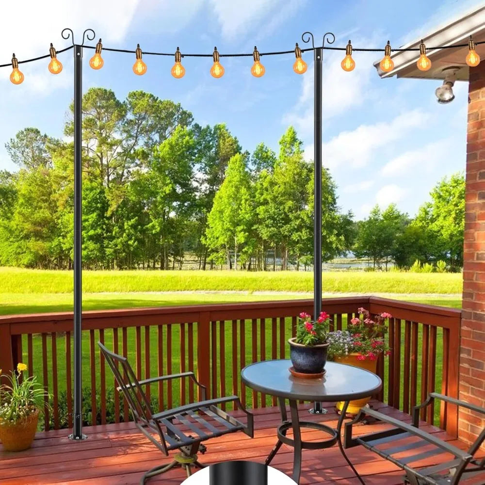 8ft Heavy-Duty metal poles for string lights