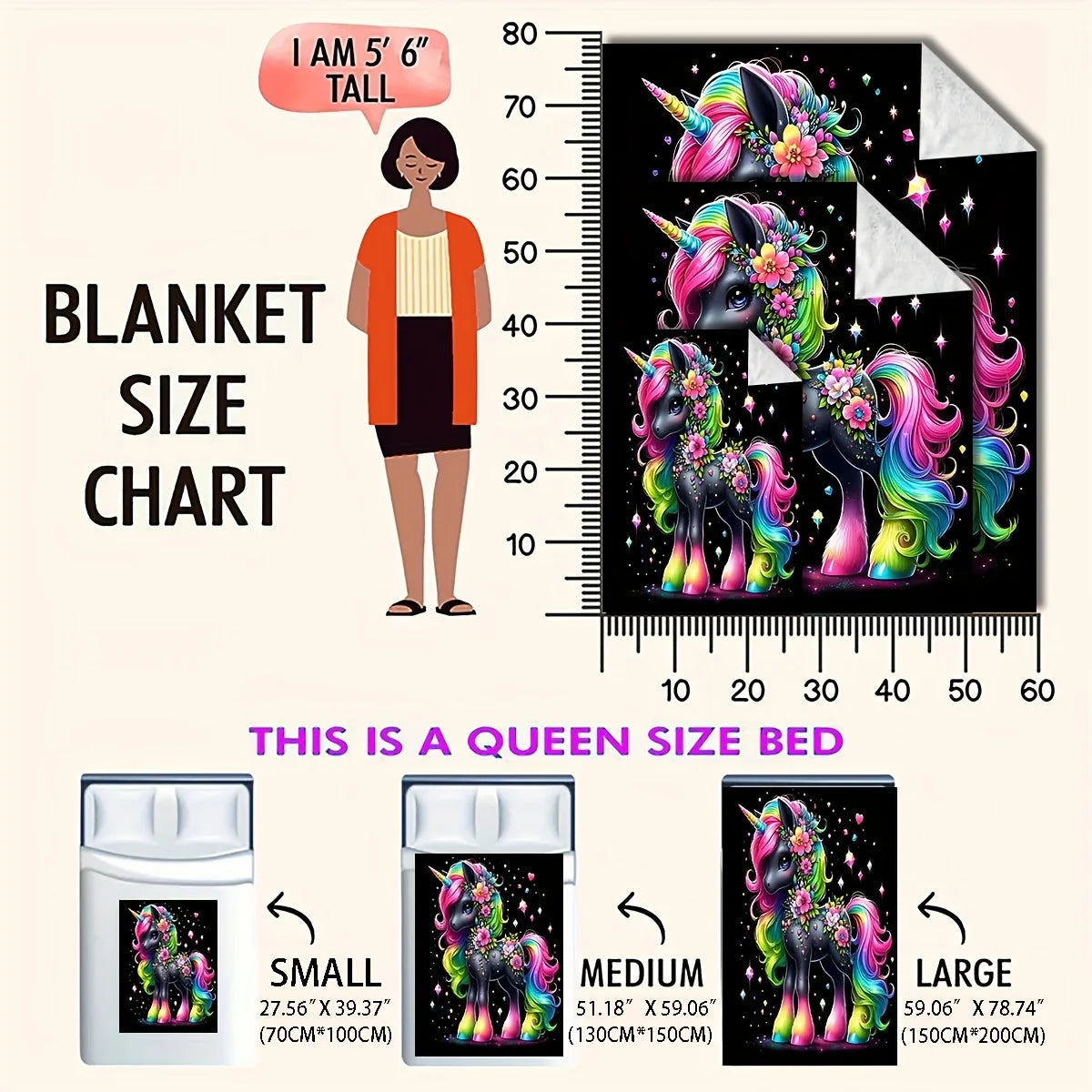 High-Definition Printed Unicorn Blanket