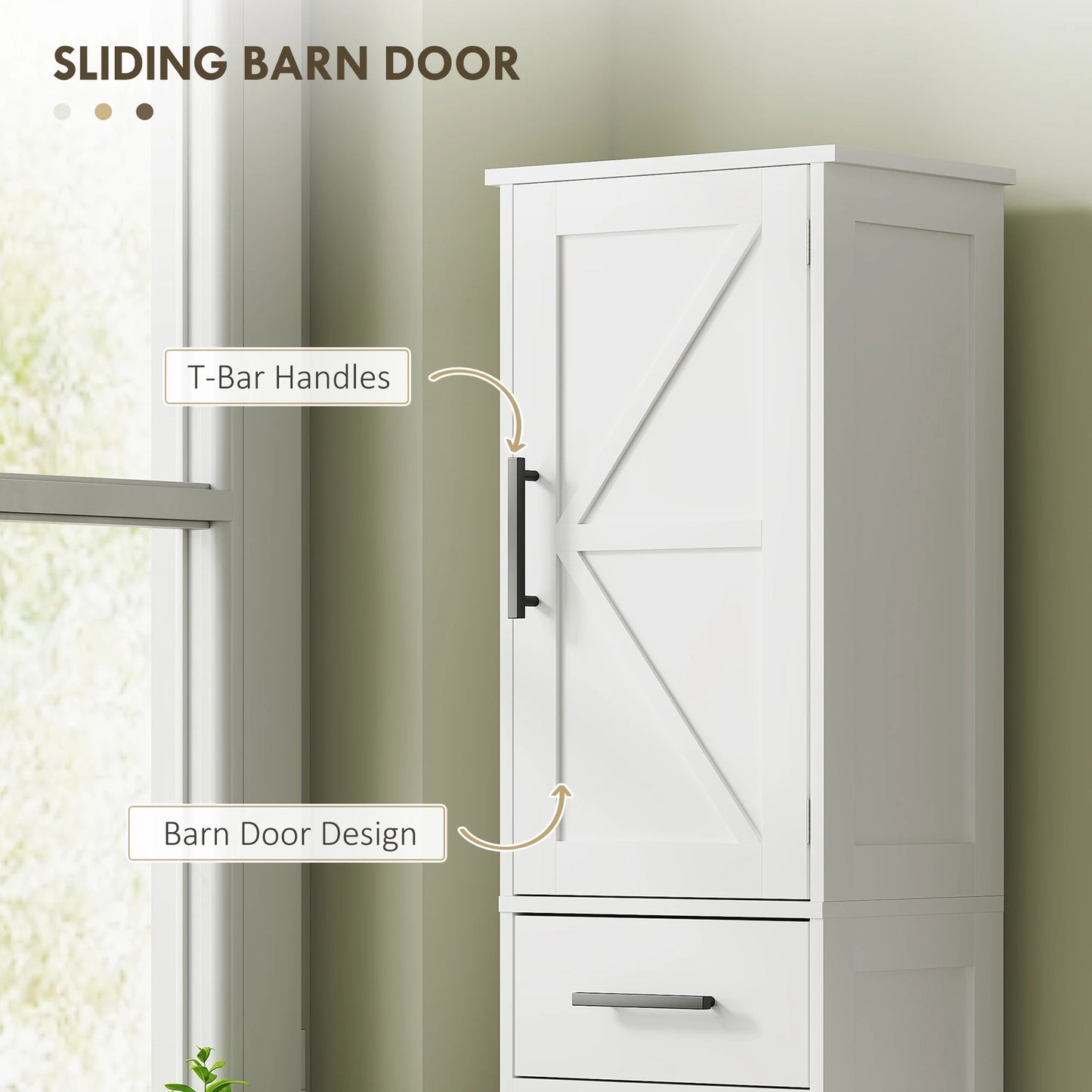 67" Tall Bathroom Storage Cabinet with Drawer