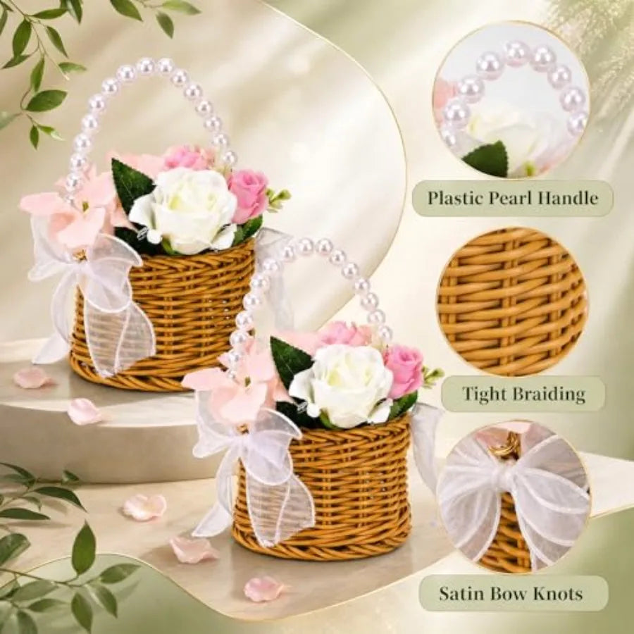 2 Pack Wicker Rattan Storage Baskets