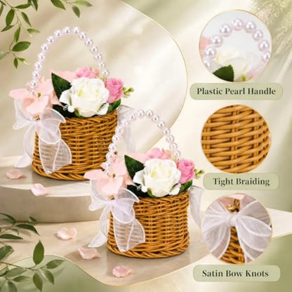 2 Pack Wicker Rattan Storage Baskets