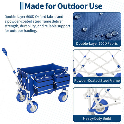 Folding Heavy Duty Beach Wagon Holds 460LBS