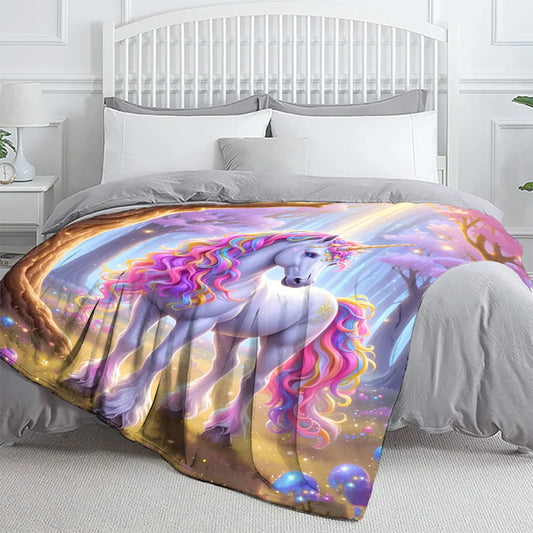 Cozy Unicorn Fairy Flannel Throw Blanket