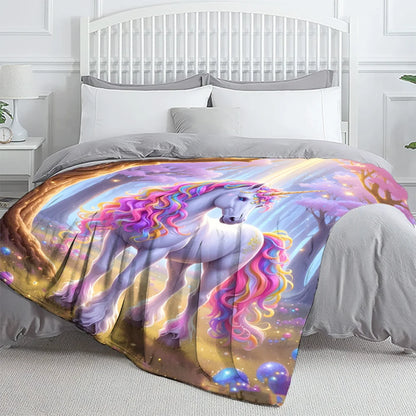 Cozy Unicorn Fairy Flannel Throw Blanket