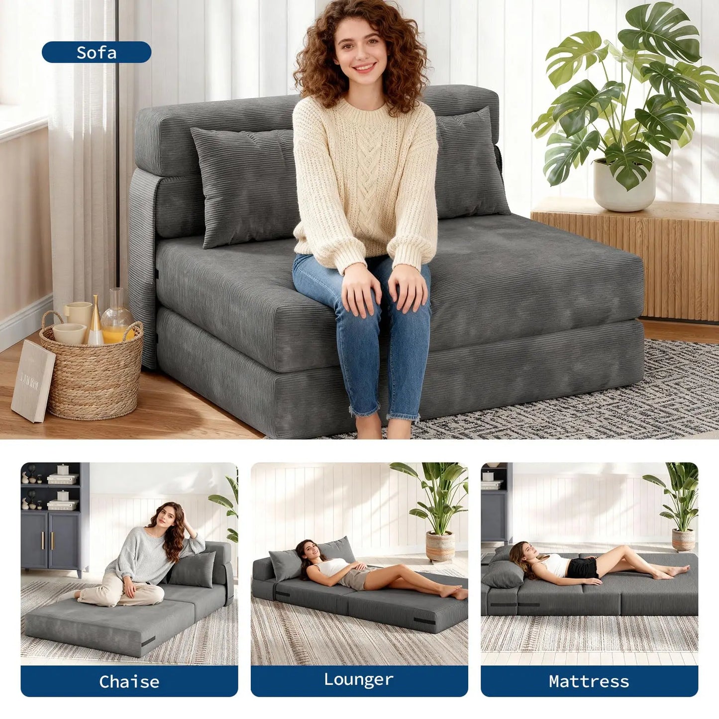 4-in-1 Folding Sofa Bed Convertible Sleeper