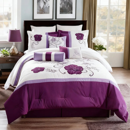 6 Pcs Queen King Purple Lavender Comforter Set