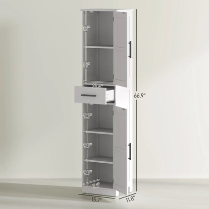 67" Tall Bathroom Storage Cabinet with Drawer