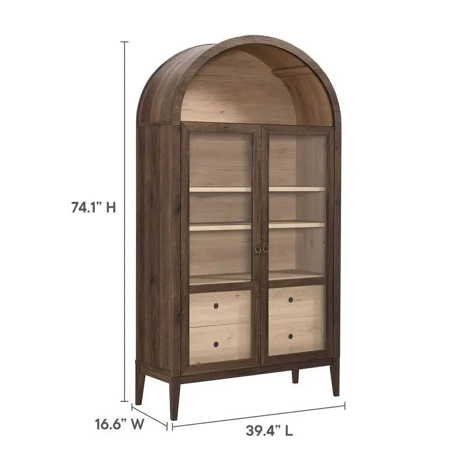 Arch Storage Display Cabinet with Glass Doors