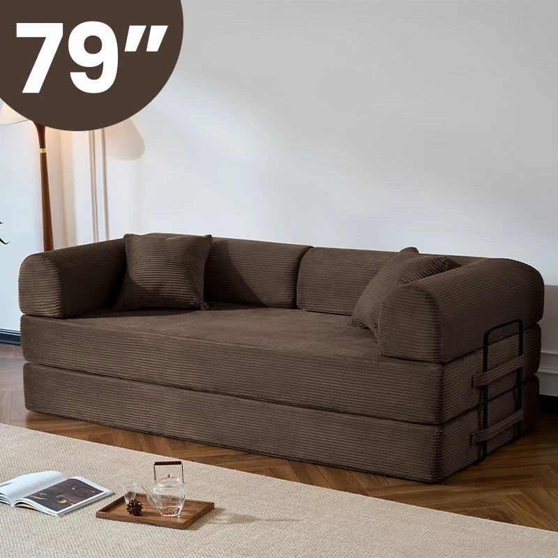 79’’ Folding Convertible Corduroy Sofa Bed