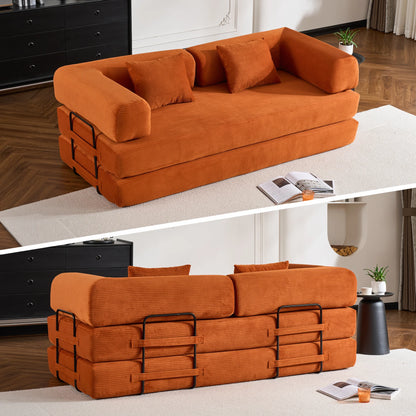79" Folding Corduroy Futon Sofa Bed