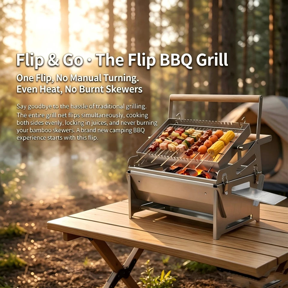 360° Portable Foldable Rotating Charcoal Grill