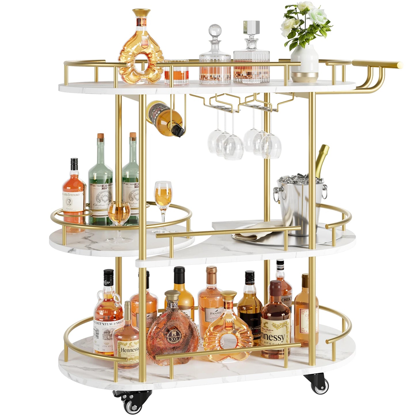 4-Tiers Bar Cart with  Storage Shelves