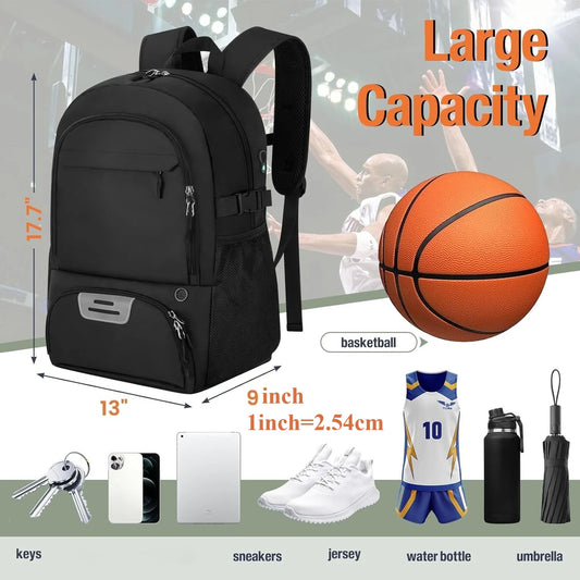 Large Sports Equipment Bag with Ball Holder