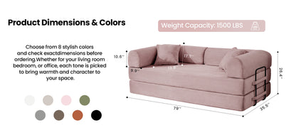 79’’ Folding Convertible Corduroy Sofa Bed