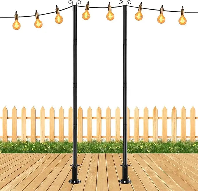 8ft Heavy-Duty metal poles for string lights