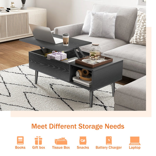 39.37"x19.7" Lift Top Tea Wood Coffee Table